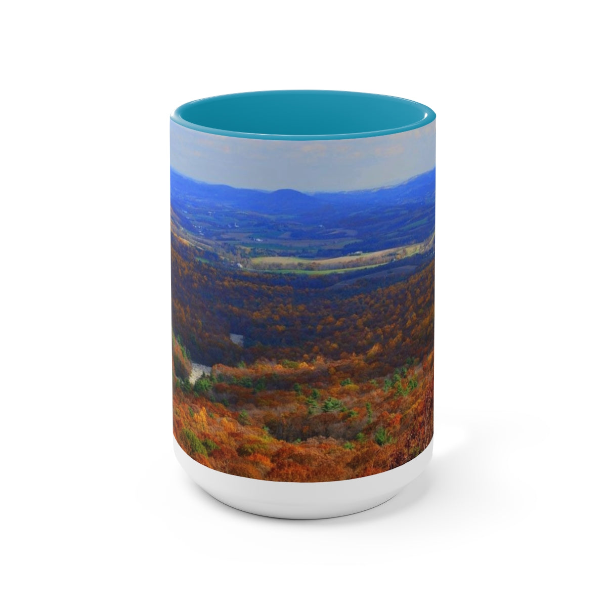 Autumn Mountain Two-Tone Coffee Mugs, 15oz