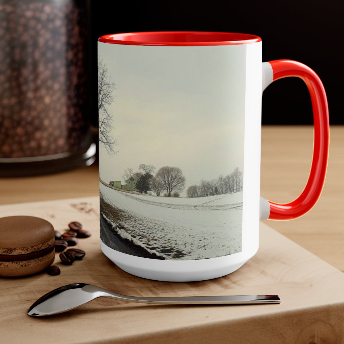 Wintery Woods Two-Tone Coffee Mugs, 15oz