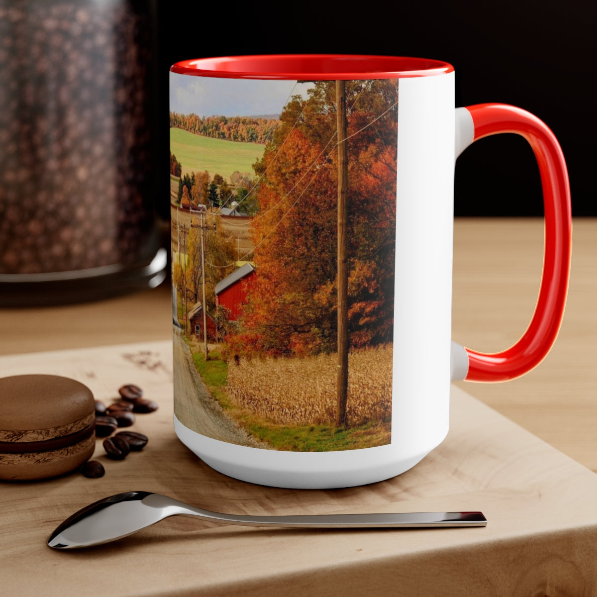 Autumn Celebration Two-Tone Coffee Mugs, 15oz