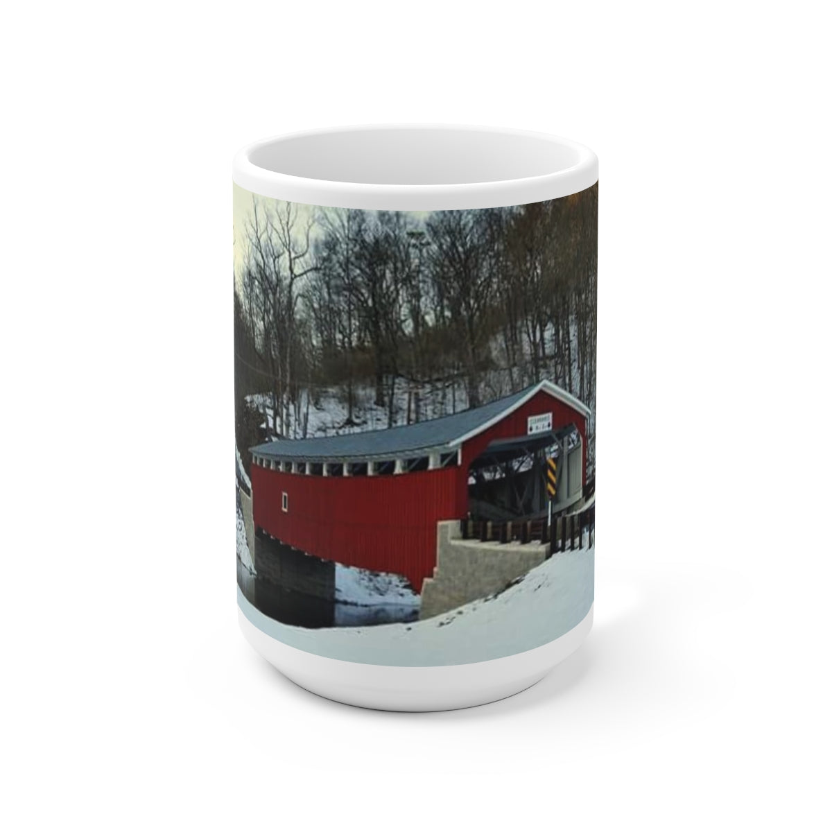 Wintery Covered Bridge Mug 15oz