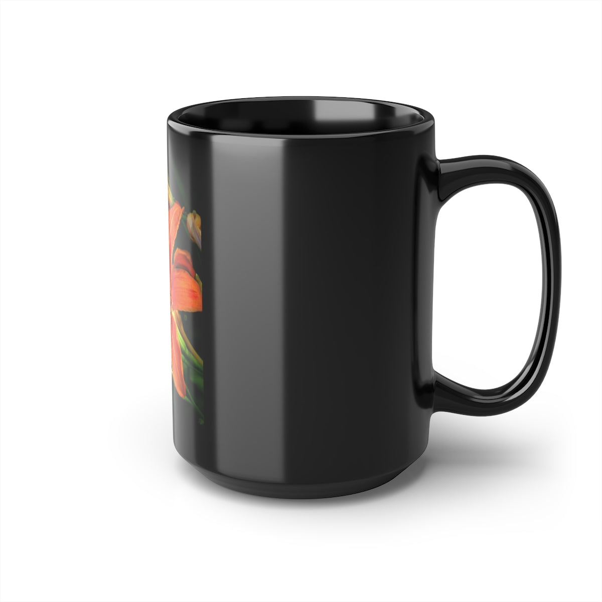 Tiger Lily Black Mug, 15oz