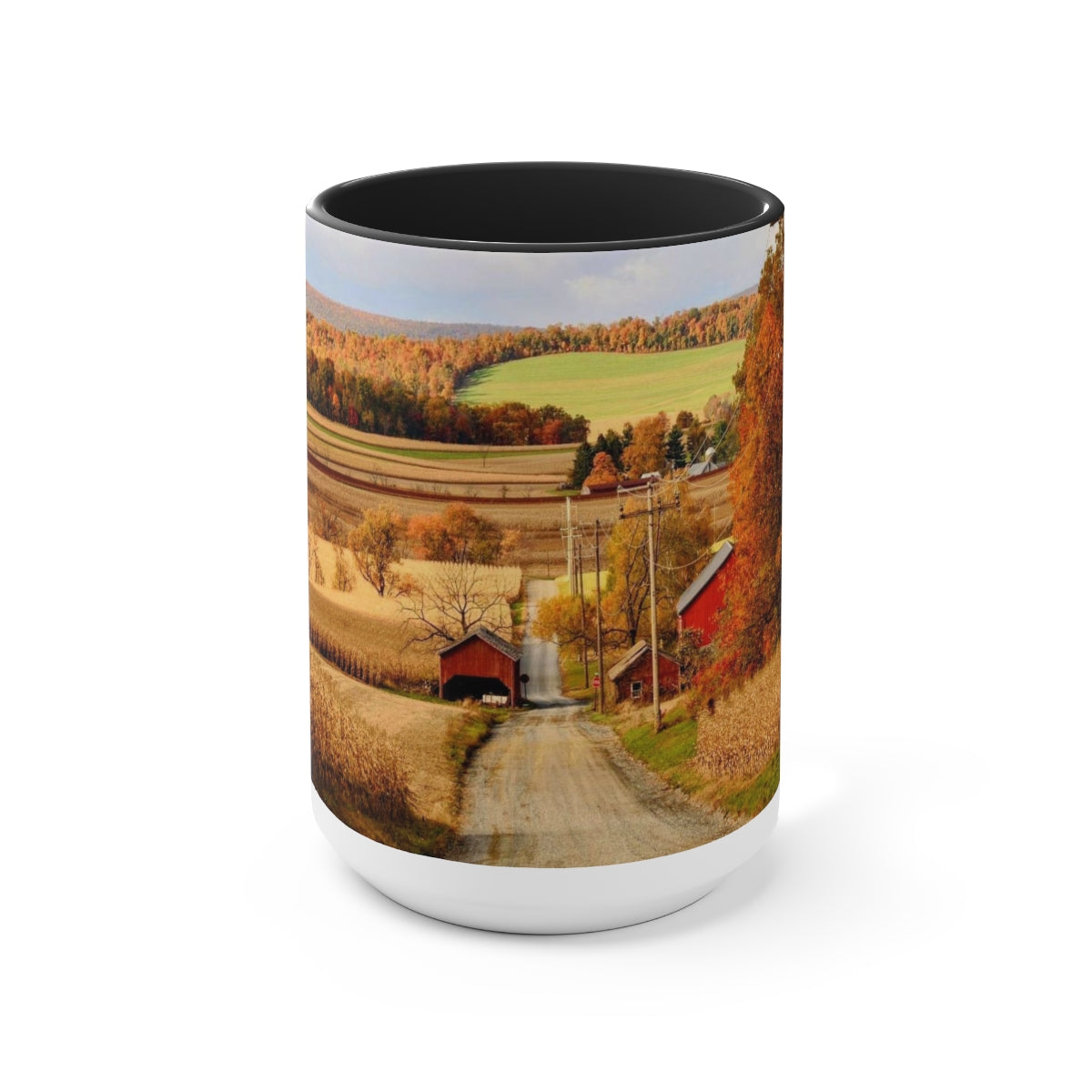 Autumn Celebration Two-Tone Coffee Mugs, 15oz