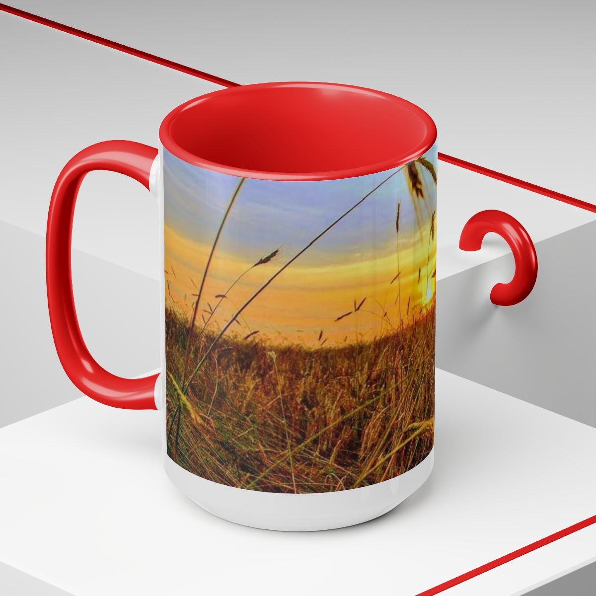 Field Sunset Two-Tone Coffee Mugs, 15oz