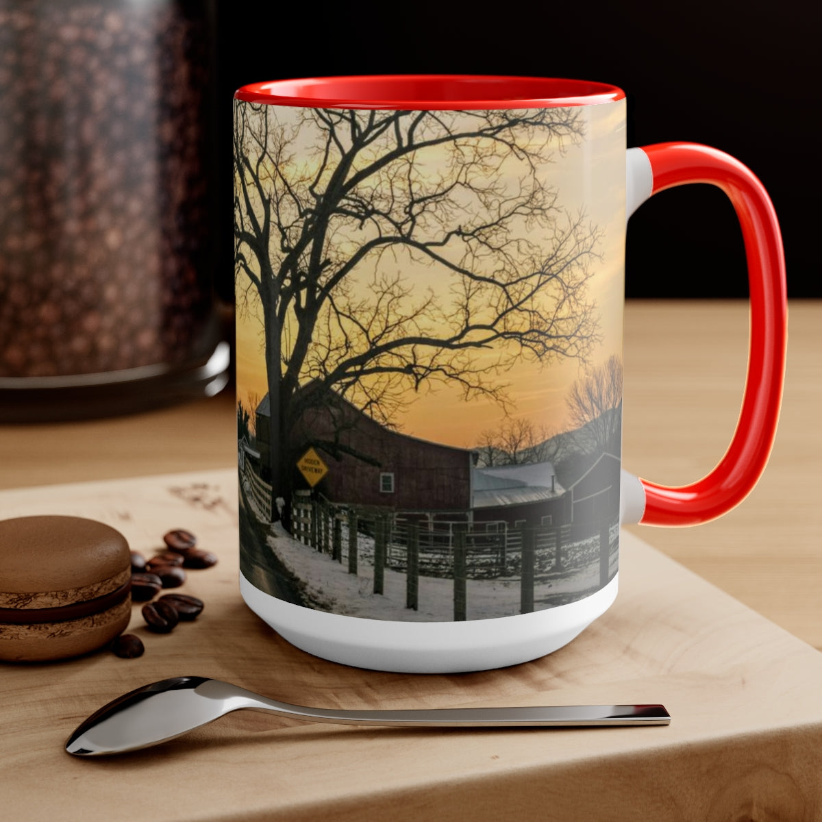 Farm Sunset Coffee Mugs, 15oz