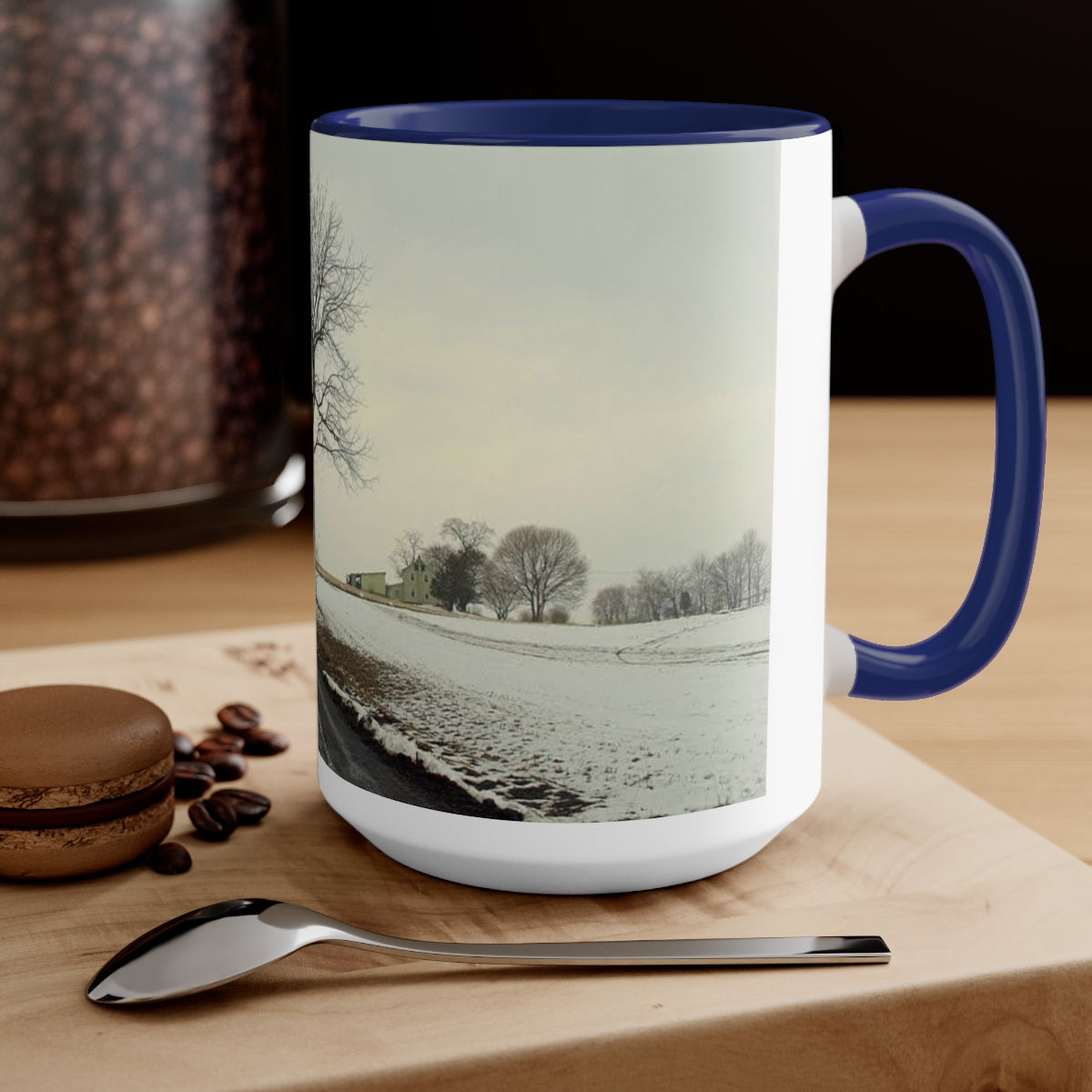 Wintery Woods Two-Tone Coffee Mugs, 15oz