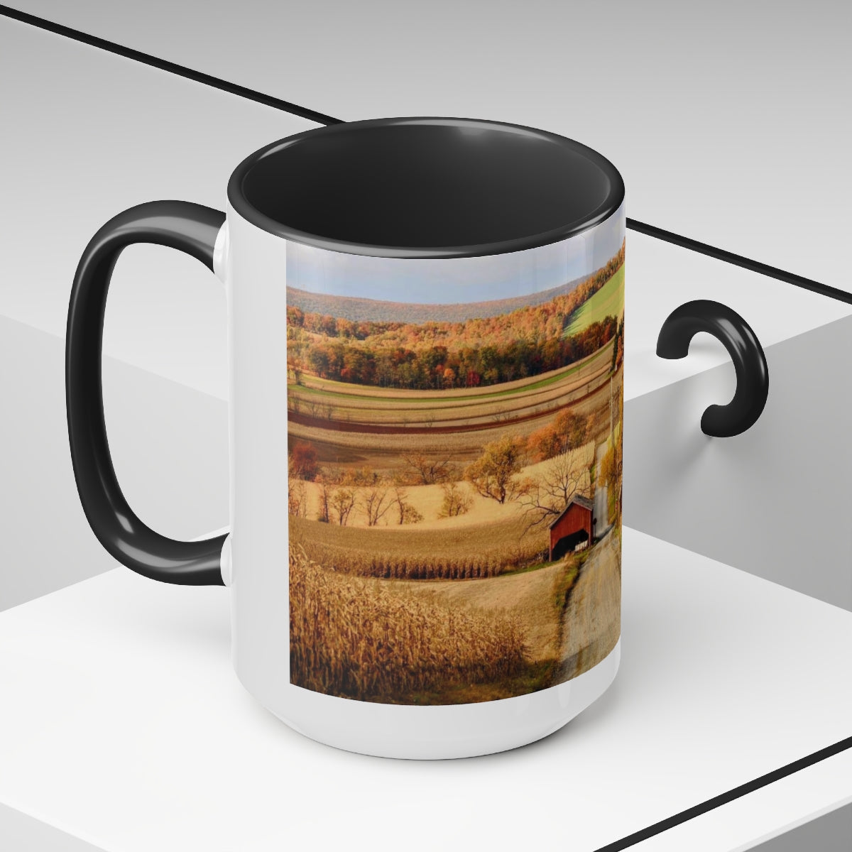 Autumn Celebration Two-Tone Coffee Mugs, 15oz