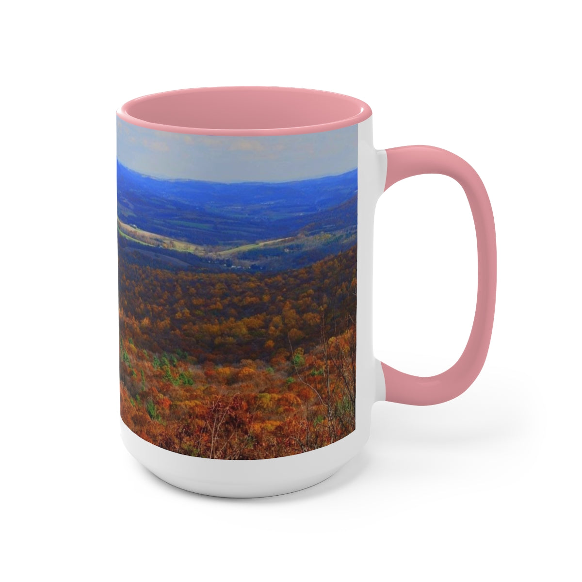 Autumn Mountain Two-Tone Coffee Mugs, 15oz