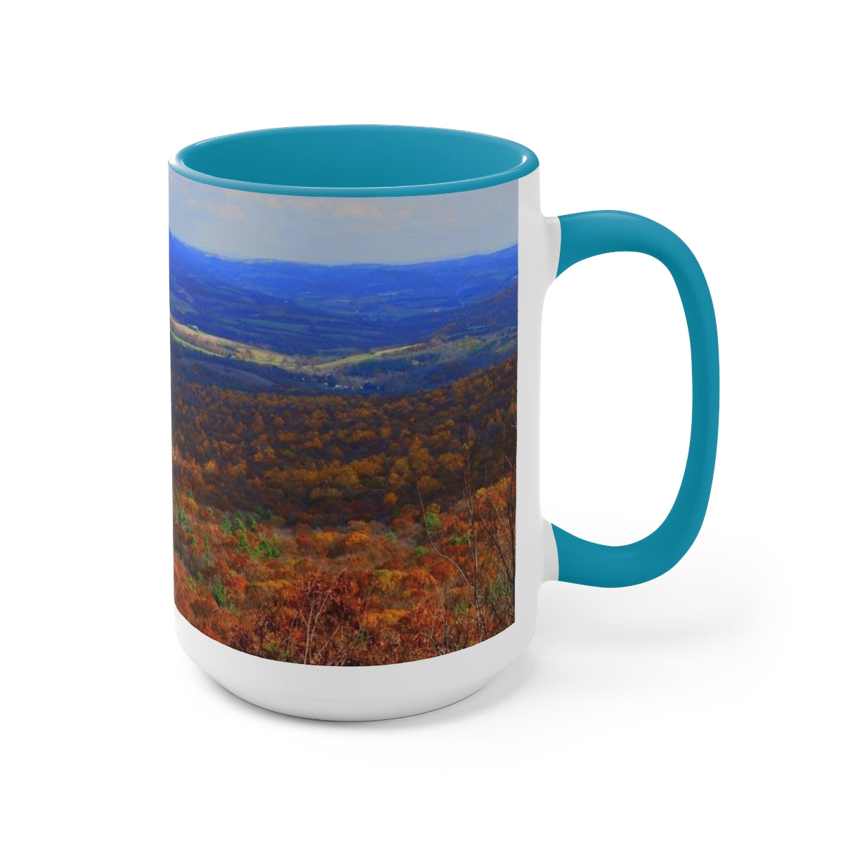 Autumn Mountain Two-Tone Coffee Mugs, 15oz