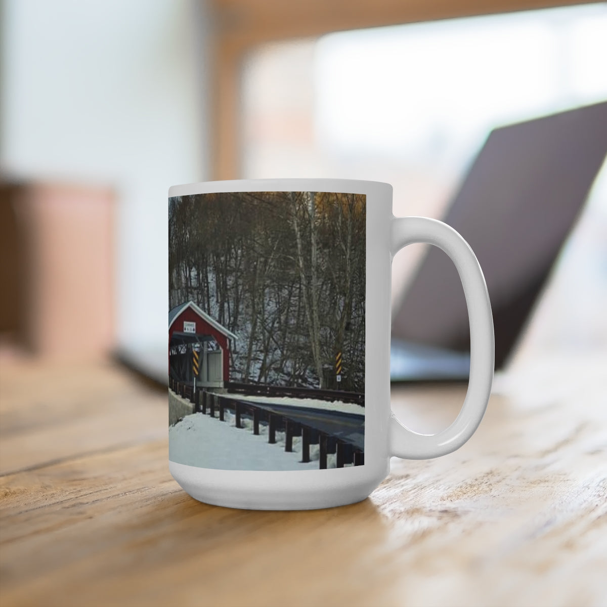 Wintery Covered Bridge Mug 15oz