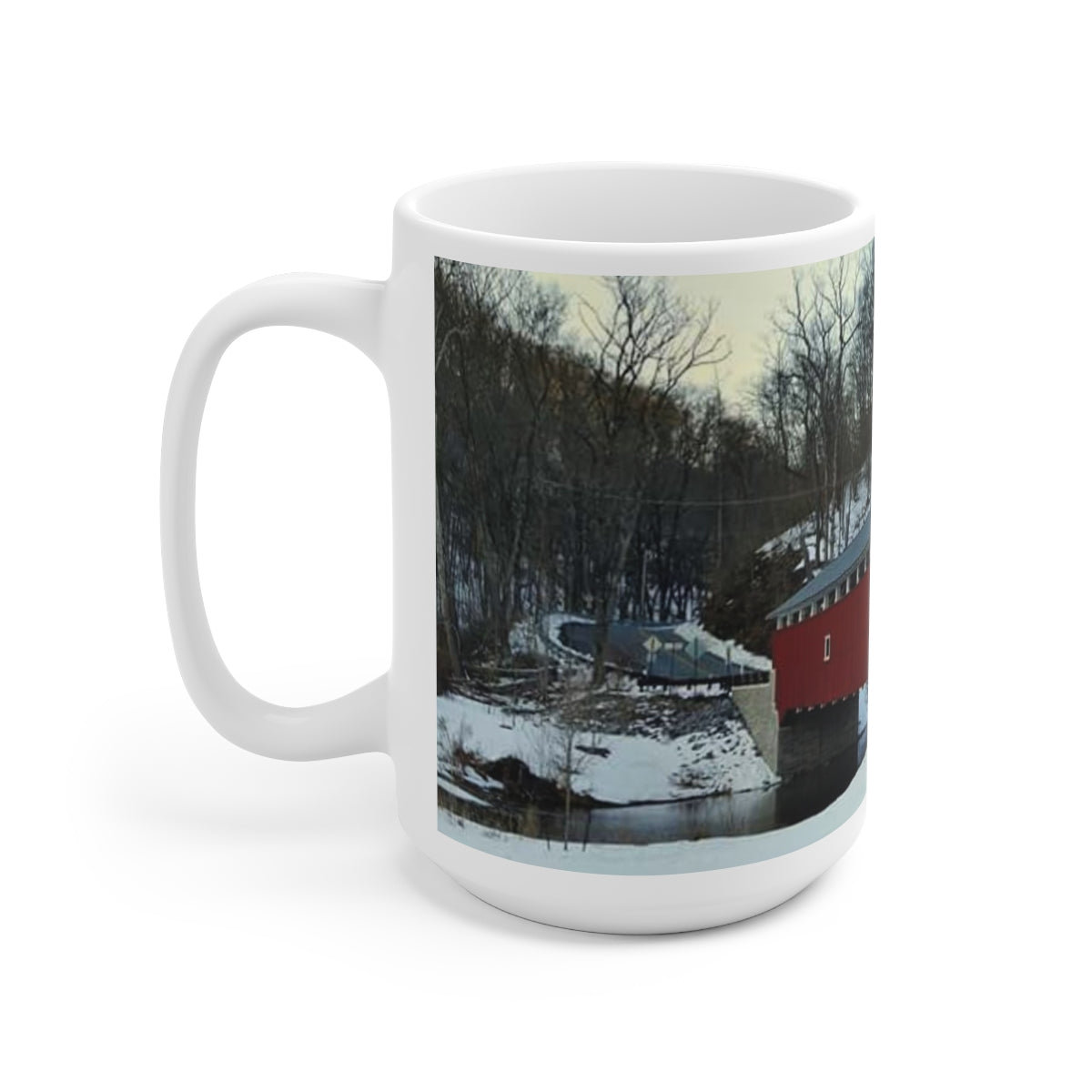 Wintery Covered Bridge Mug 15oz