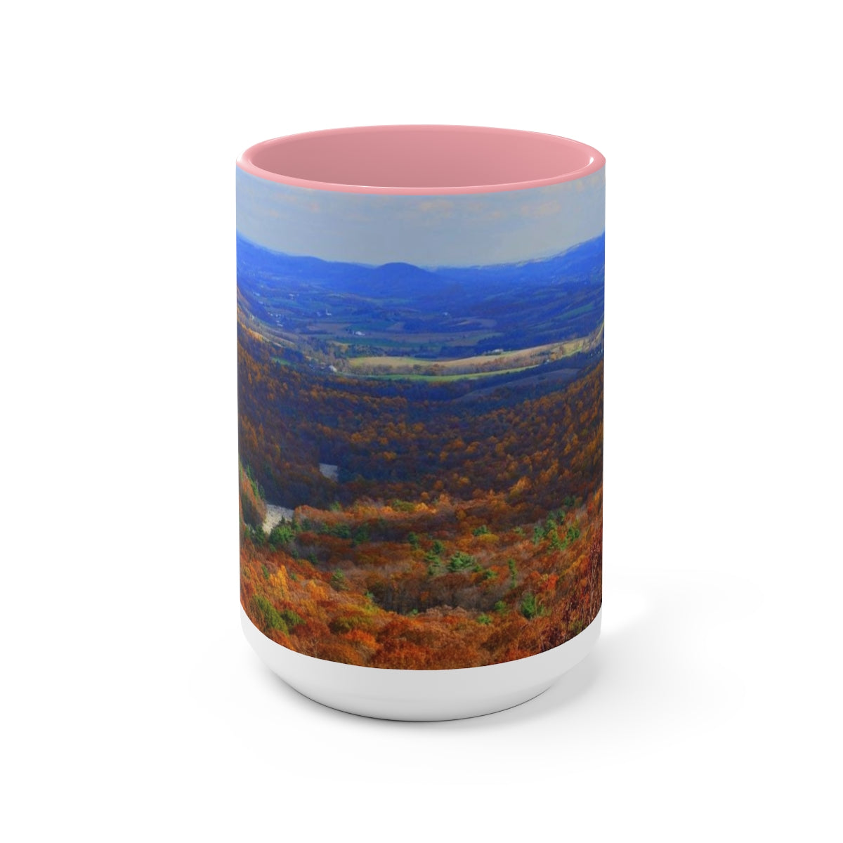 Autumn Mountain Two-Tone Coffee Mugs, 15oz