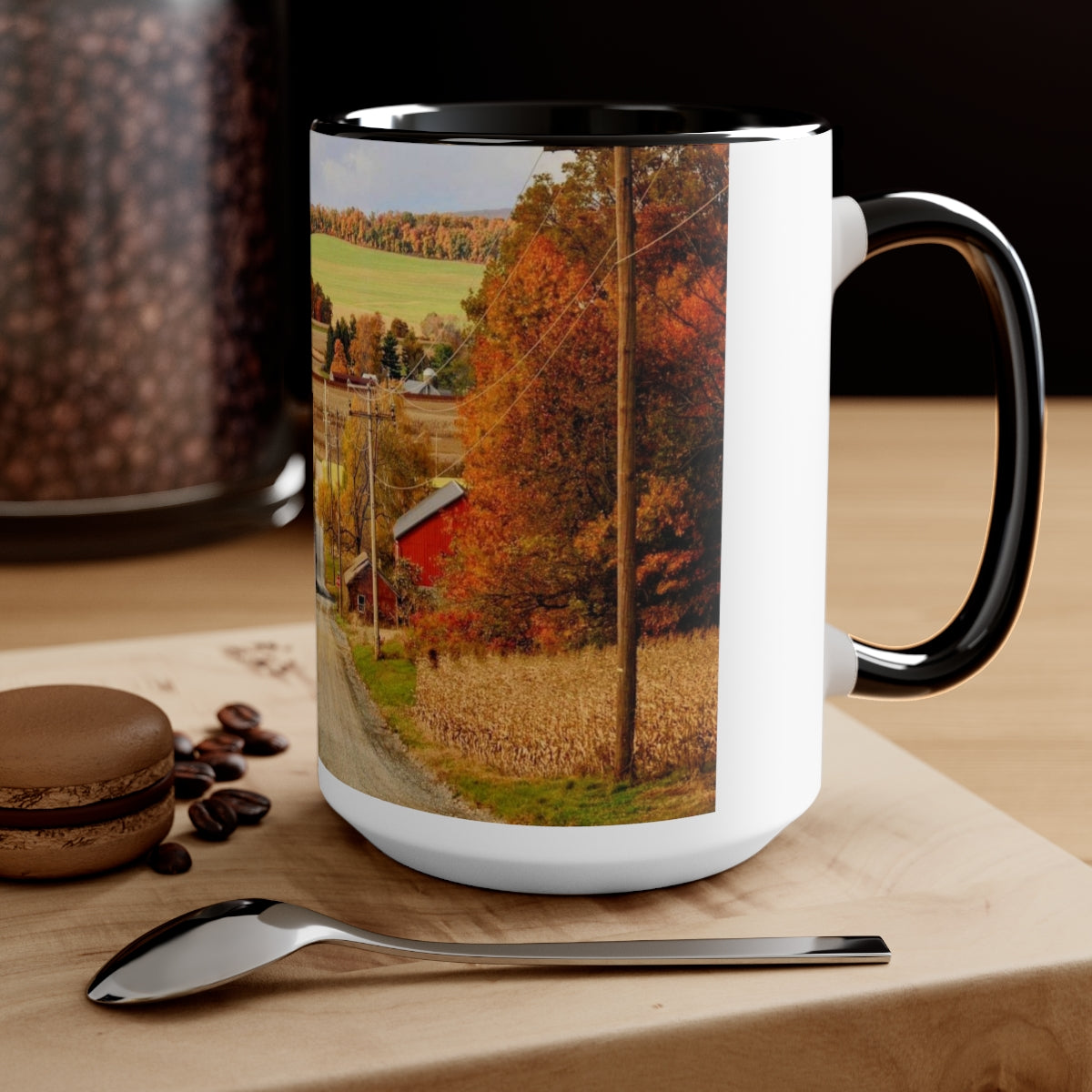 Autumn Celebration Two-Tone Coffee Mugs, 15oz