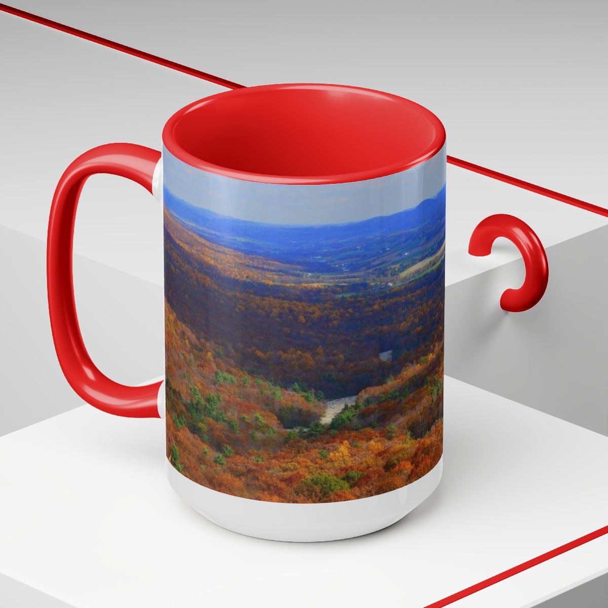 Autumn Mountain Two-Tone Coffee Mugs, 15oz