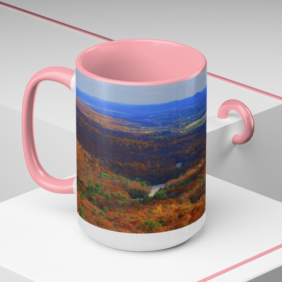 Autumn Mountain Two-Tone Coffee Mugs, 15oz