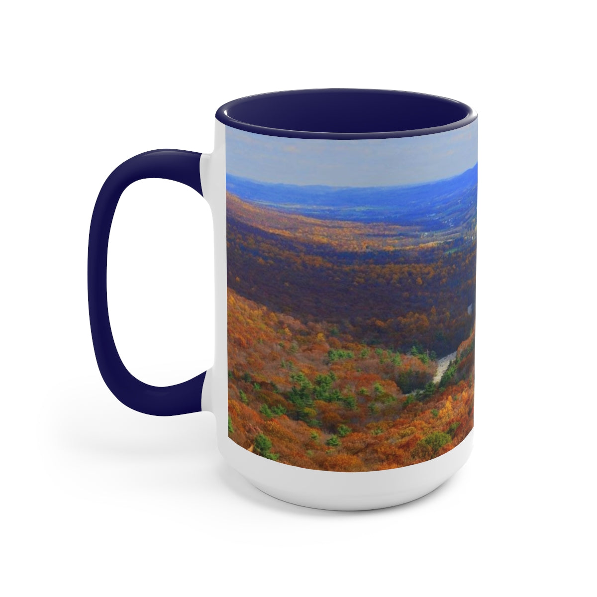 Autumn Mountain Two-Tone Coffee Mugs, 15oz