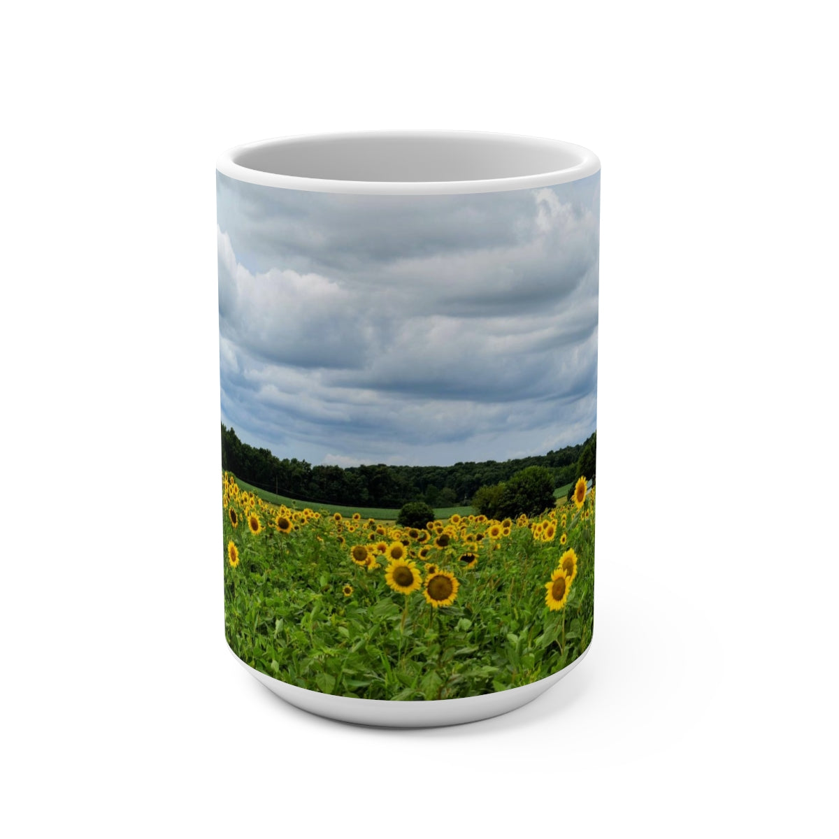 Cloudy Day Sunflower Mug 15oz