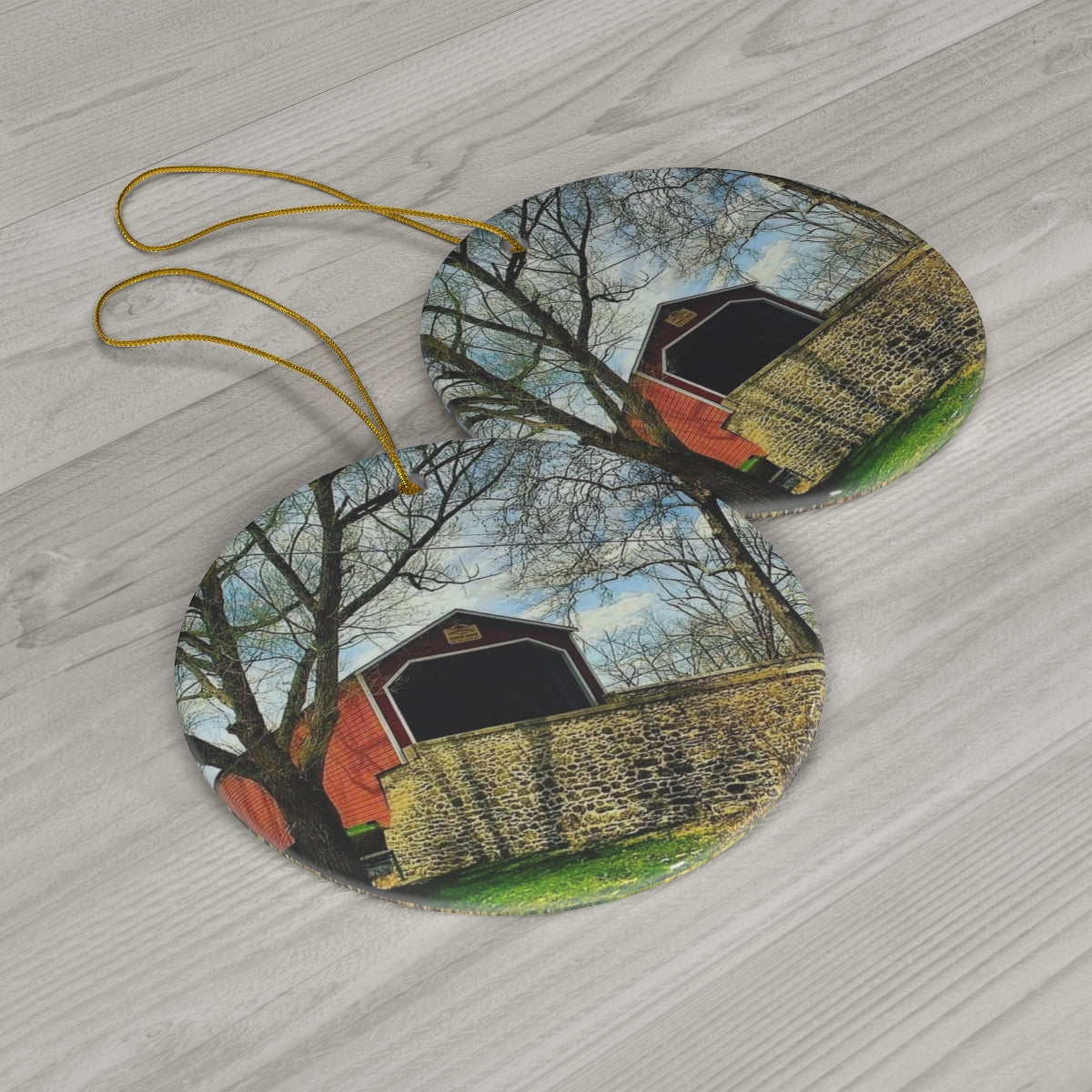 Covered Bridge Ceramic Ornament, 1-Pack