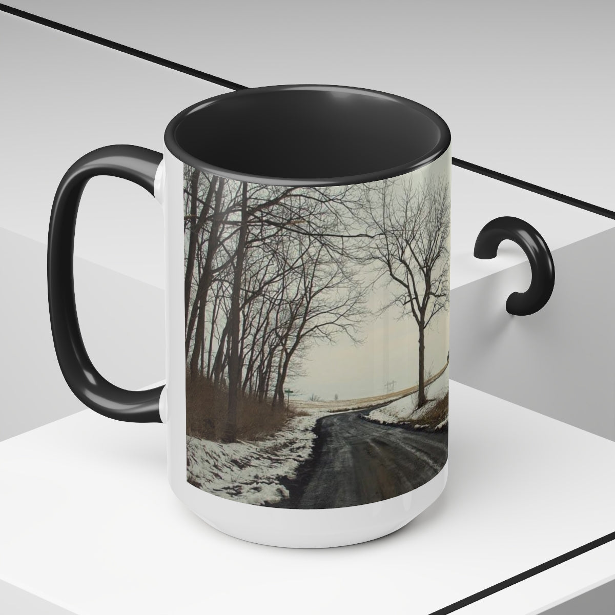 Wintery Woods Two-Tone Coffee Mugs, 15oz