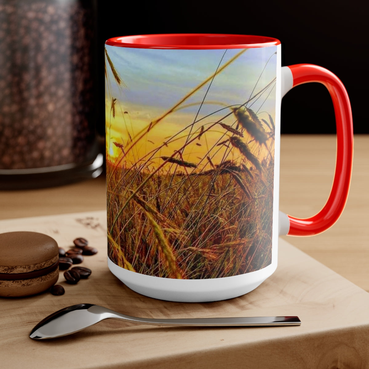 Field Sunset Two-Tone Coffee Mugs, 15oz