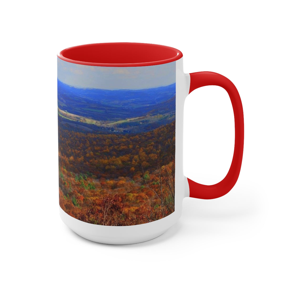 Autumn Mountain Two-Tone Coffee Mugs, 15oz