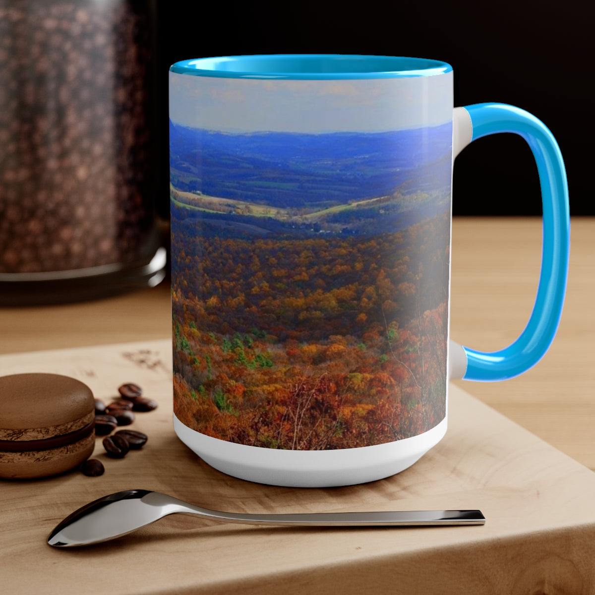 Autumn Mountain Two-Tone Coffee Mugs, 15oz