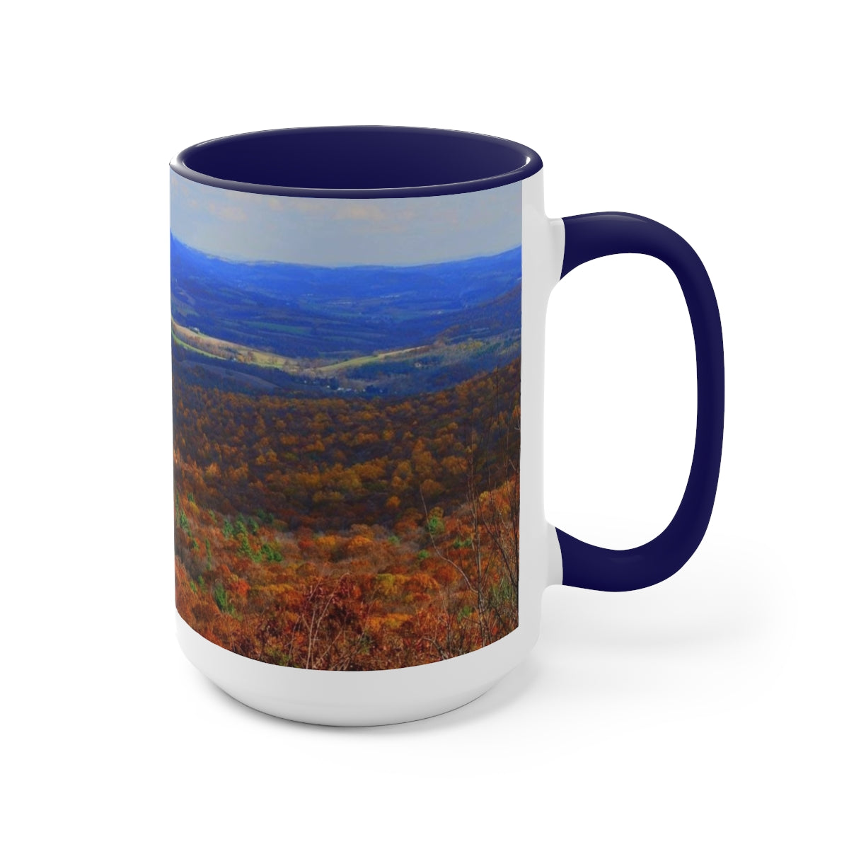 Autumn Mountain Two-Tone Coffee Mugs, 15oz