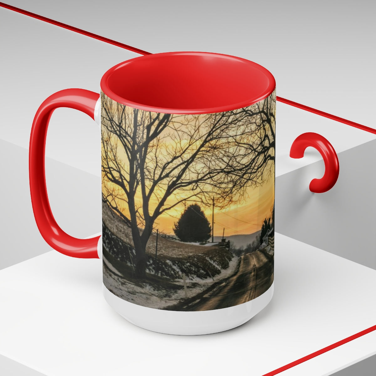 Farm Sunset Coffee Mugs, 15oz