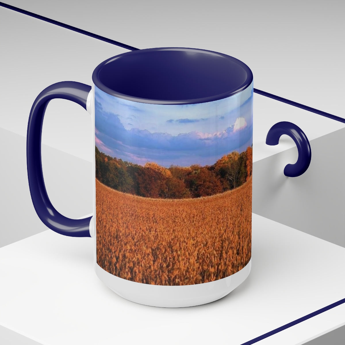 Autumn Fields Two-Tone Coffee Mugs, 15oz