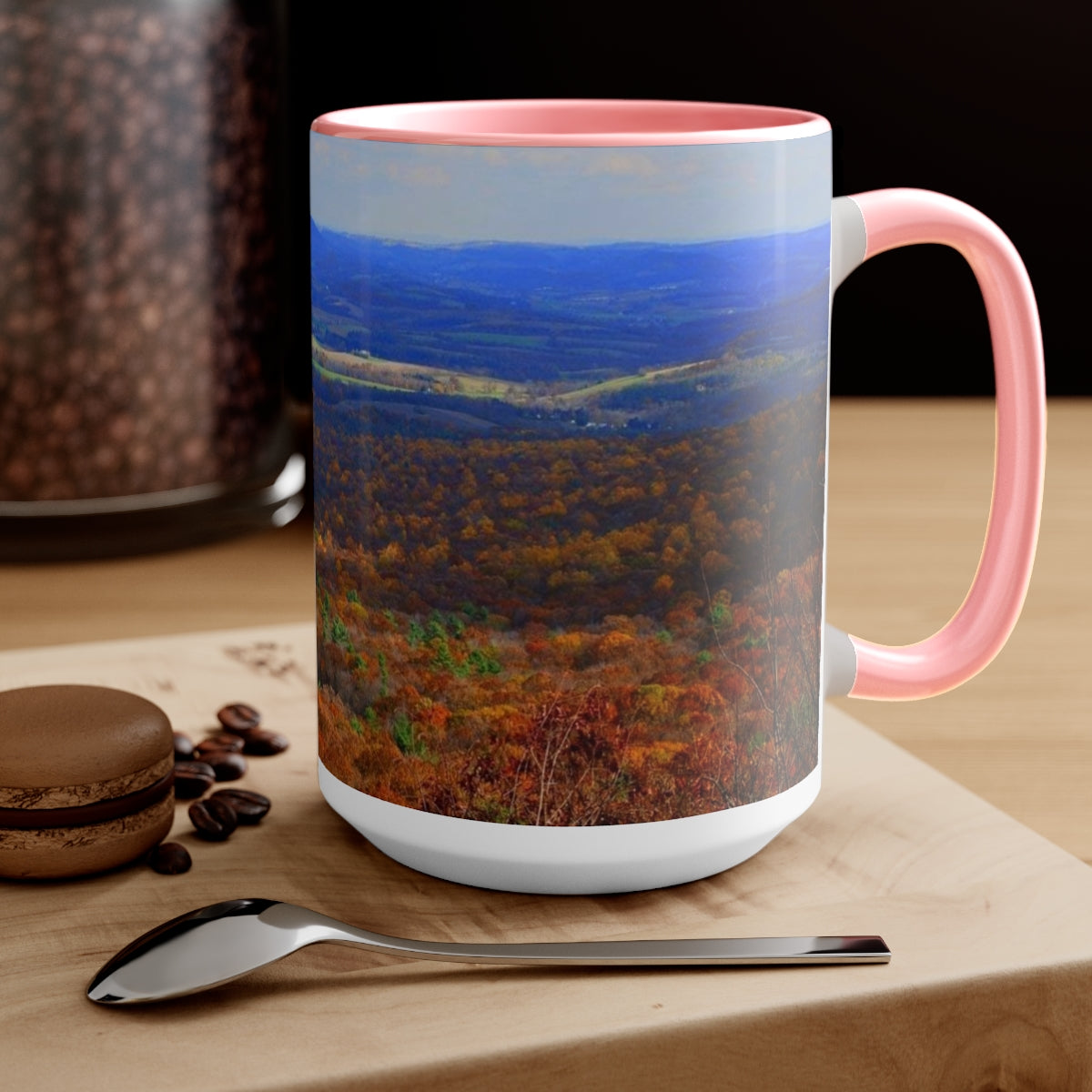 Autumn Mountain Two-Tone Coffee Mugs, 15oz