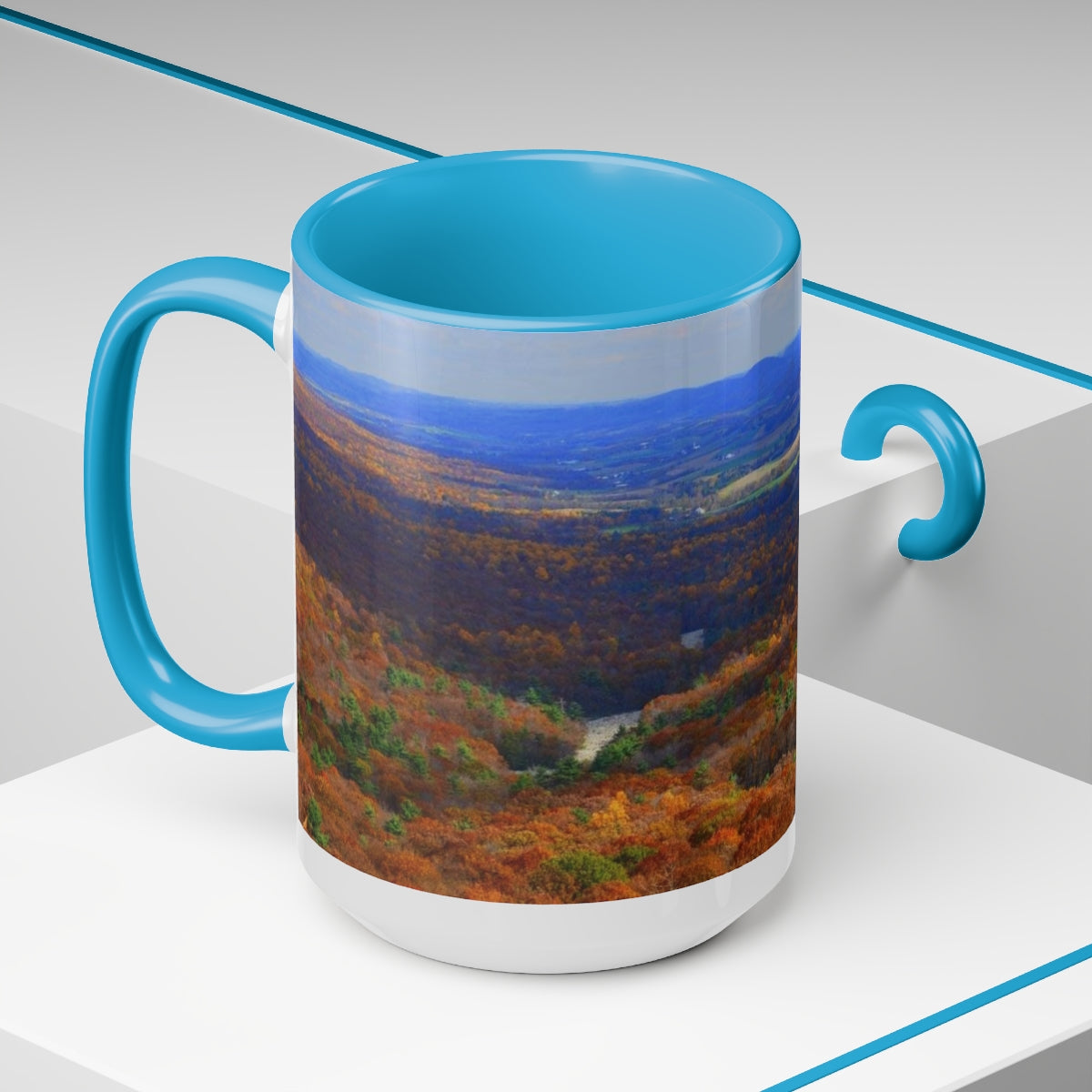 Autumn Mountain Two-Tone Coffee Mugs, 15oz