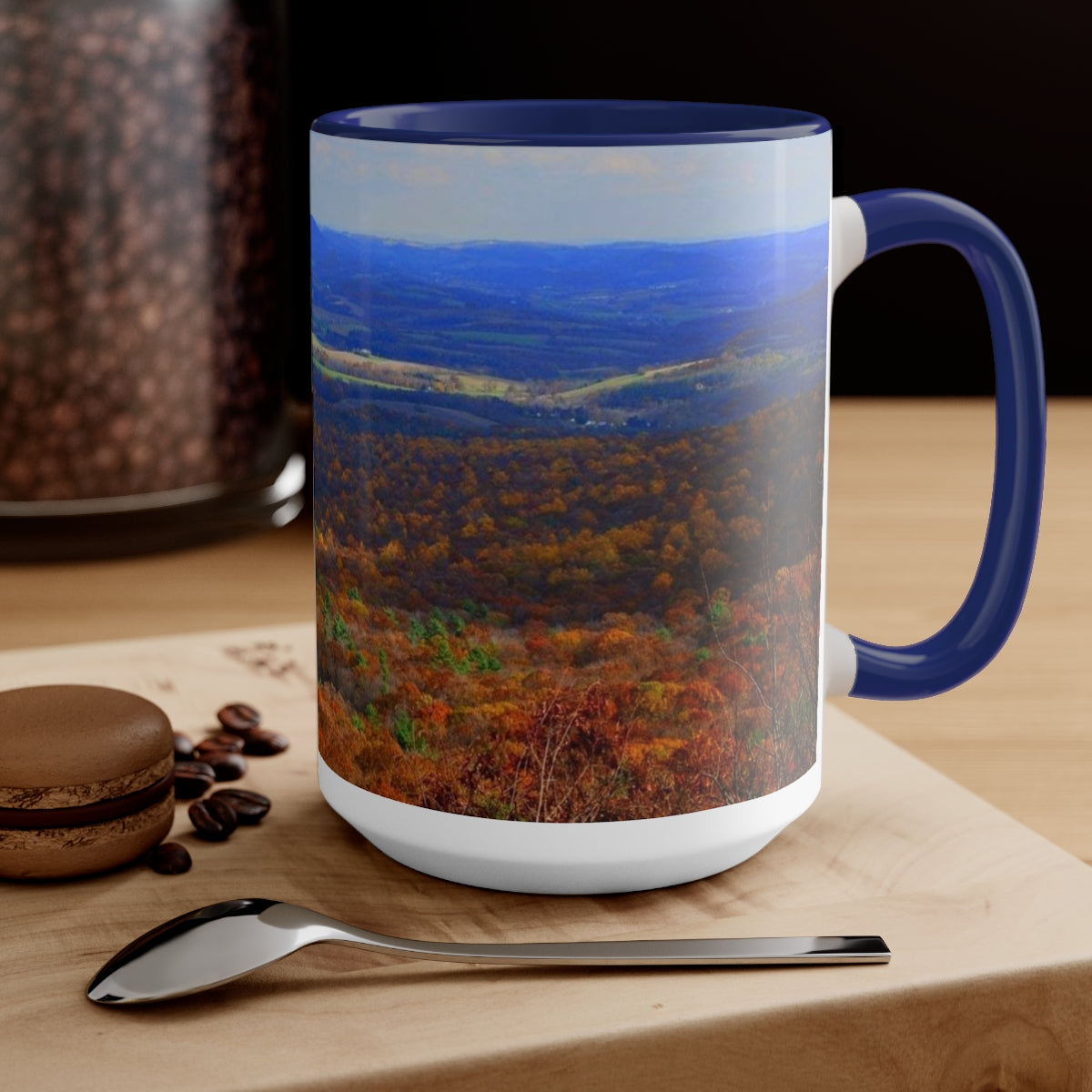 Autumn Mountain Two-Tone Coffee Mugs, 15oz