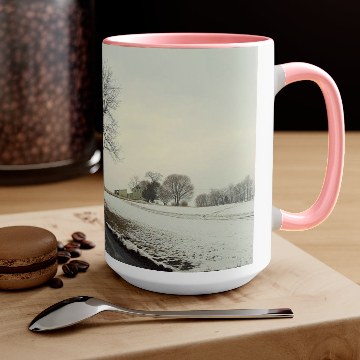 Wintery Woods Two-Tone Coffee Mugs, 15oz