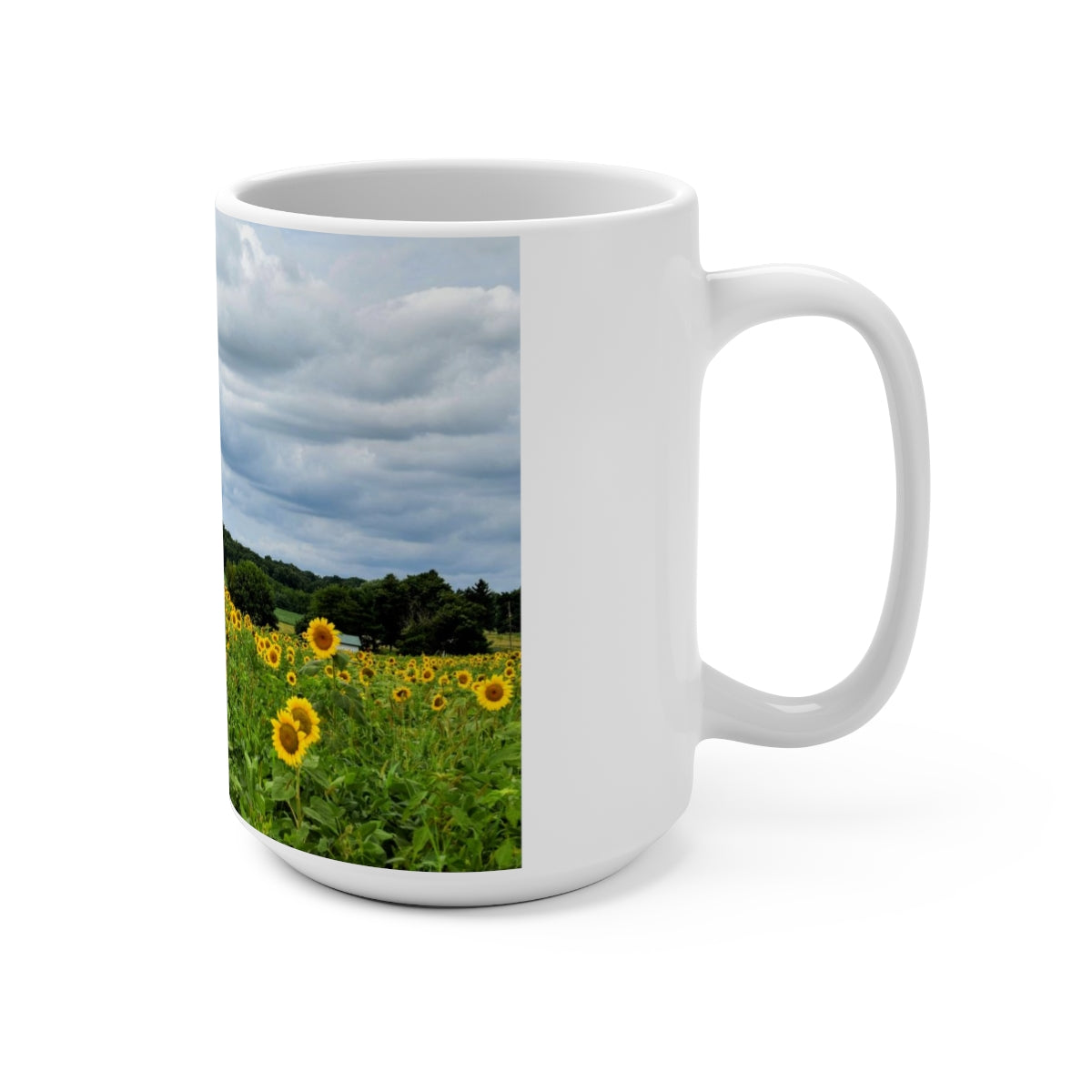 Cloudy Day Sunflower Mug 15oz