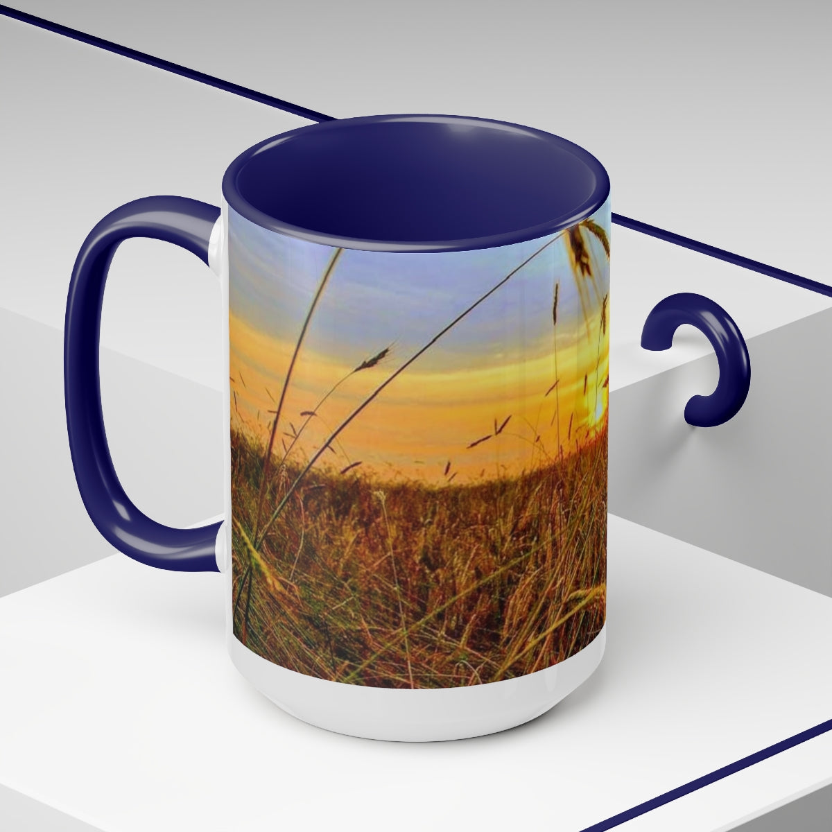 Field Sunset Two-Tone Coffee Mugs, 15oz