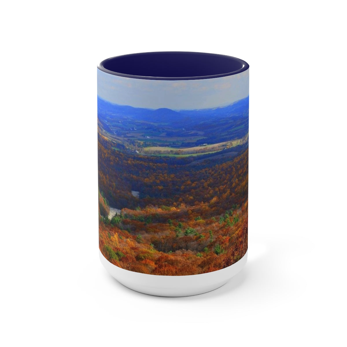 Autumn Mountain Two-Tone Coffee Mugs, 15oz